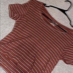 american eagle brown striped crop top